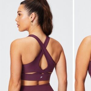 Fabletics No-Bounce High Impact Sports Bra – Merlot Burgundy | Size M Cross Back